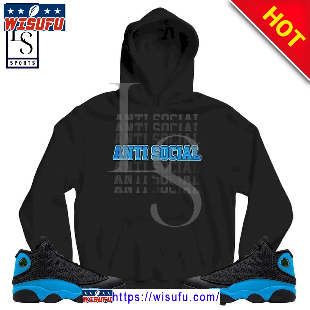 Anti Social Sneaker Match Black University Blue Hoodie