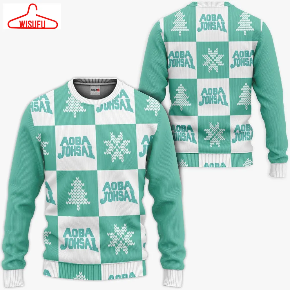 Aoba Johsai Ugly Sweater Christmas Pattern, Anime Ugly Christmas Sweater Gift For Family