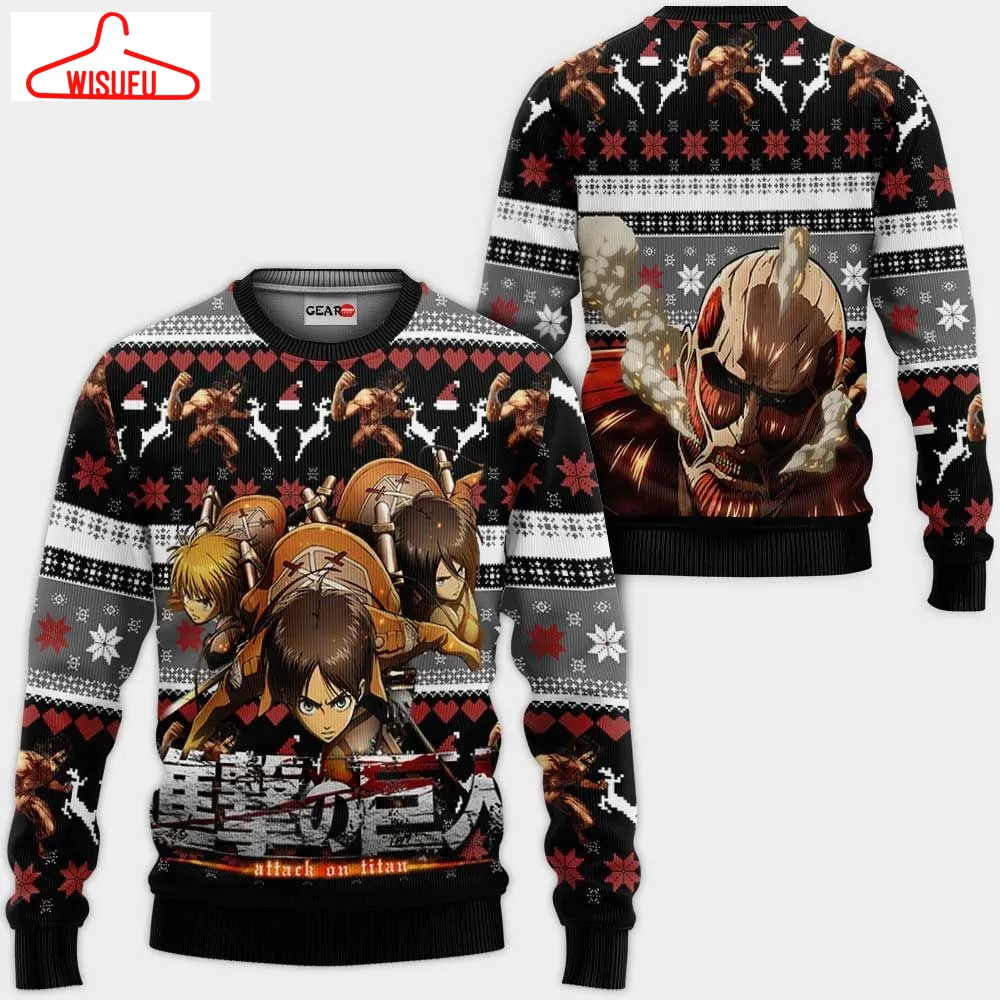 Aot Squad Ugly Christmas Sweater Anime Gifts, Anime Ugly Christmas Sweater Gift For Family