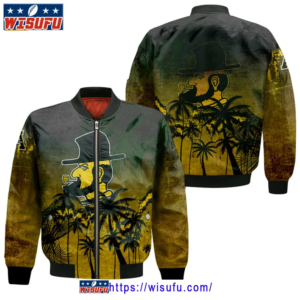 Appalachian State Mountaineers Coconut Tree Tropical Grunge Bomber Jacket