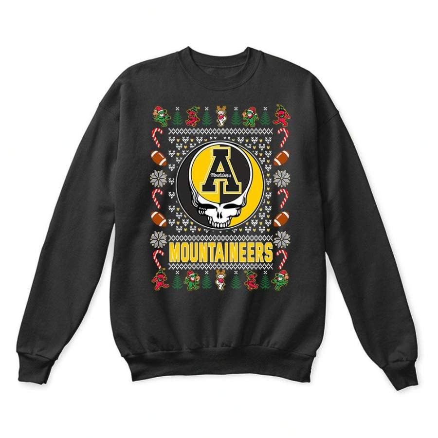 Appalachian State Mountaineers x Grateful Dead Christmas Ugly Sweatshirt-Black