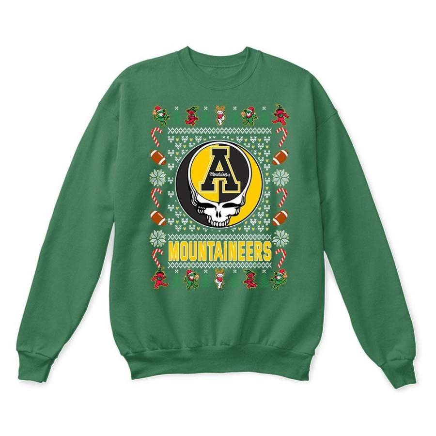 Appalachian State Mountaineers x Grateful Dead Christmas Ugly Sweatshirt-Green