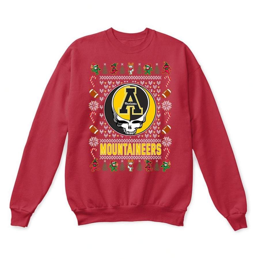 Appalachian State Mountaineers x Grateful Dead Christmas Ugly Sweatshirt-Red