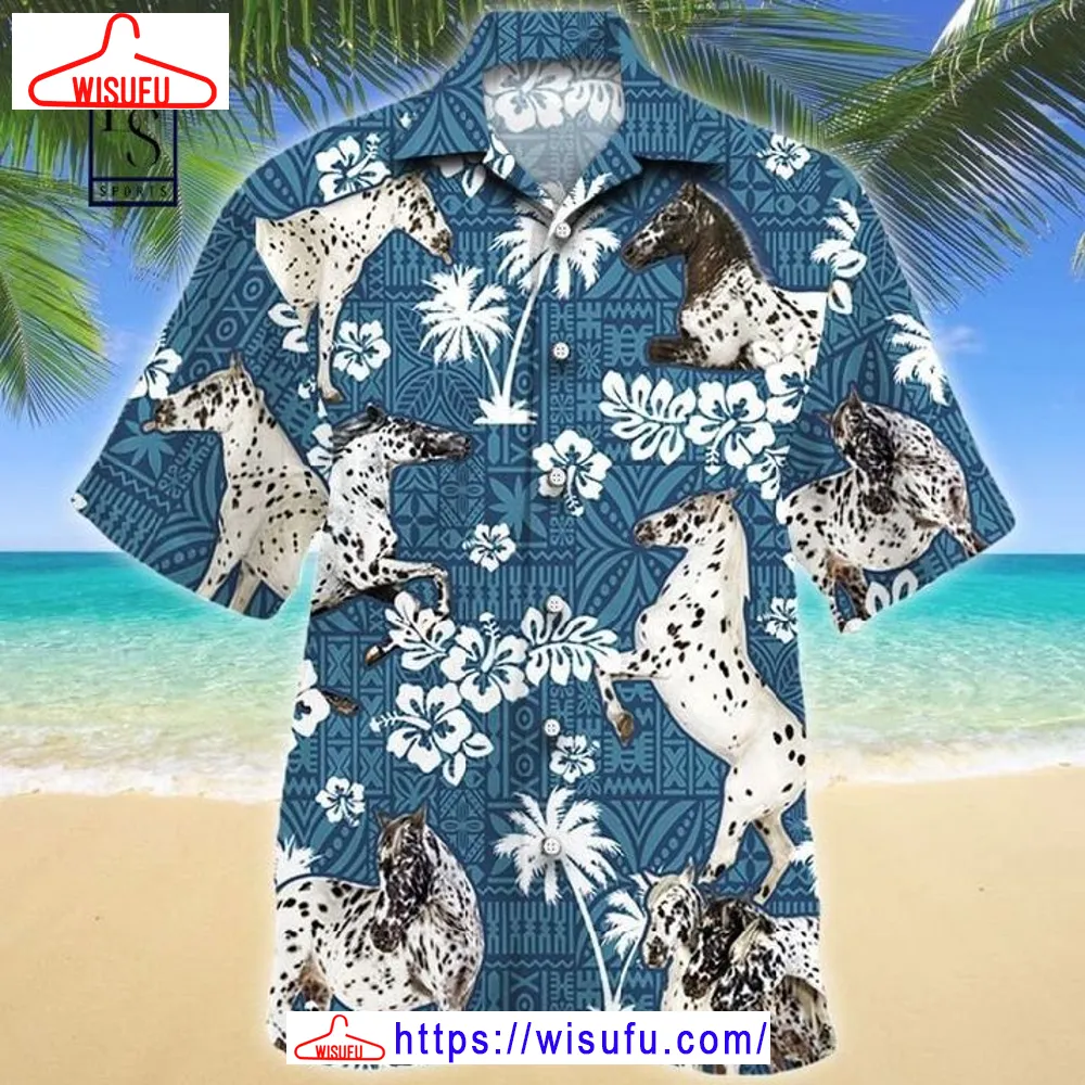 Appaloosa Horse Blue Tribal Pattern Hawaiian Shirt, New Fashion Gifts