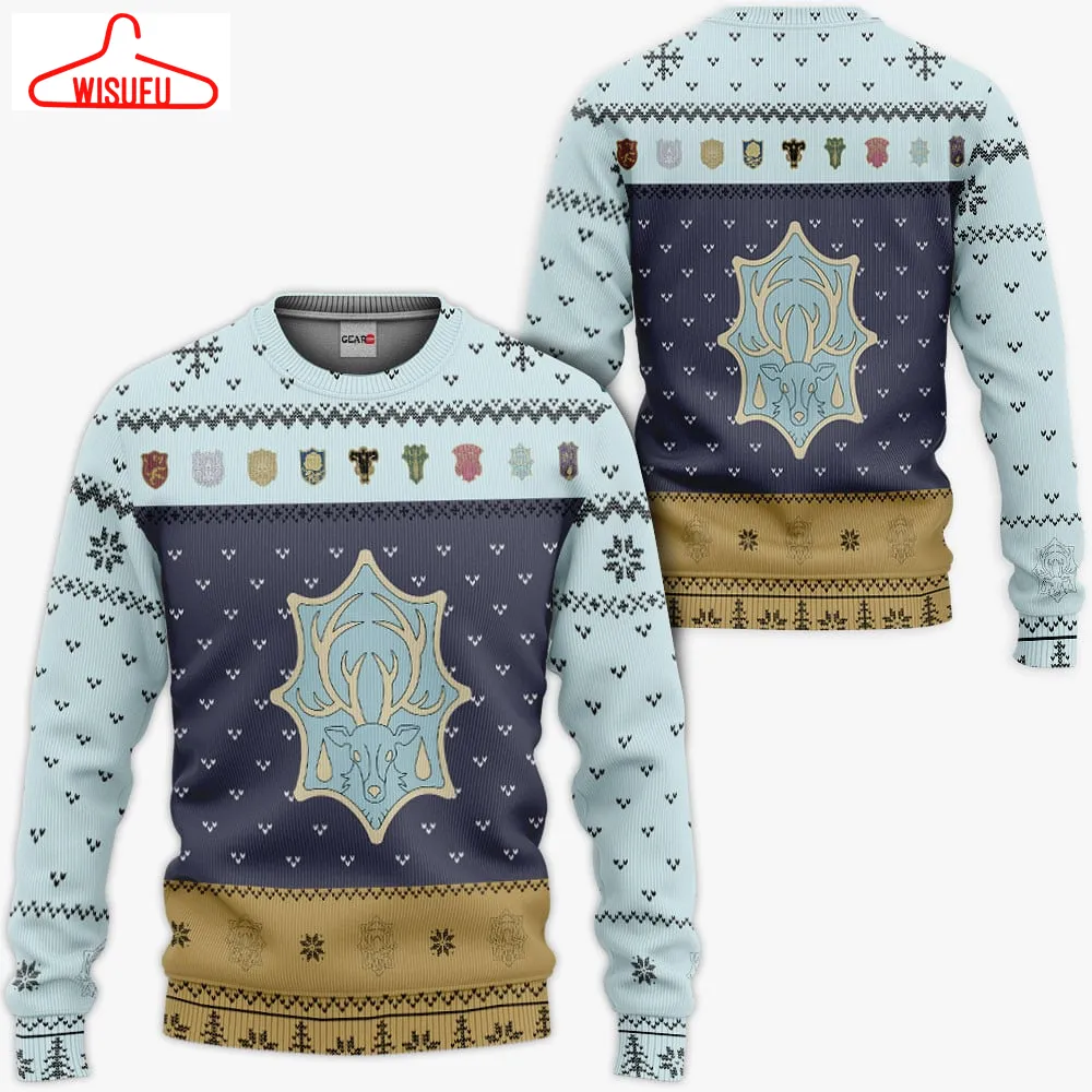 Aqua Deer Symbol Ugly Sweater Christmas, Anime Ugly Christmas Sweater Gift For Family