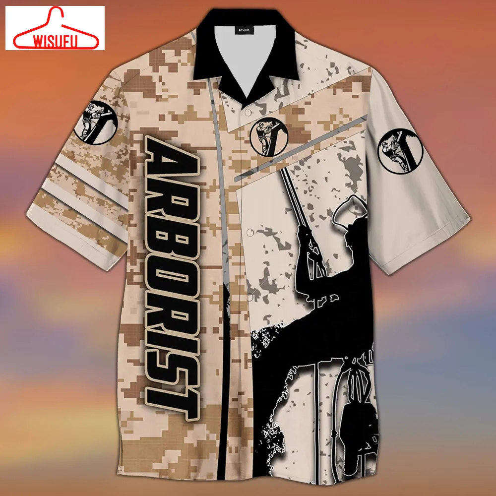 Arborist Camo Hawaiian Shirt - For Men & Women - Adult - Hw3001, New Hawaiian Holiday Outfits, New Fashion Gifts