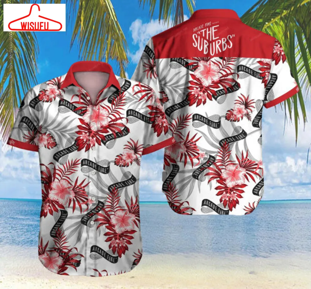 Arcade Fire The Suburbs Floral Hawaiian 7k222 Print Short Sleeve Hawaiian Casual, New Fashion Gifts