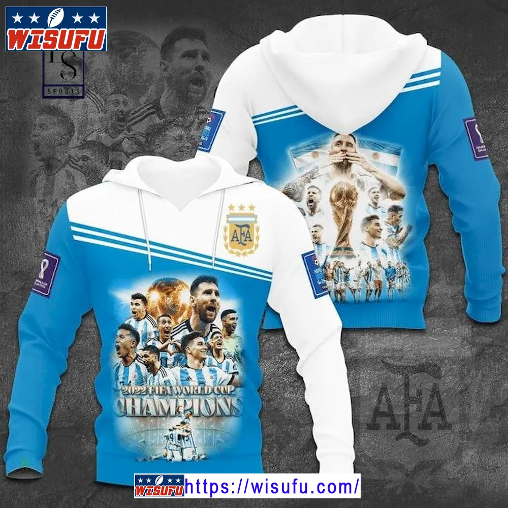 Argentina And Lionel Messi World Cup Champions Hoodie 3d