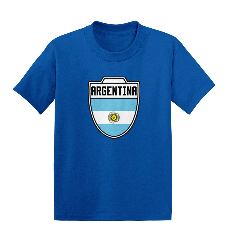 Argentina Soccer Crest Kid's T-Shirt - Country Pride Proud Heritage Nationality Compete World Competition Represent Futbol Sports