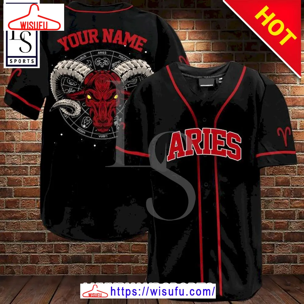 Aries Custom Name Baseball Jersey, New Fashion Gifts