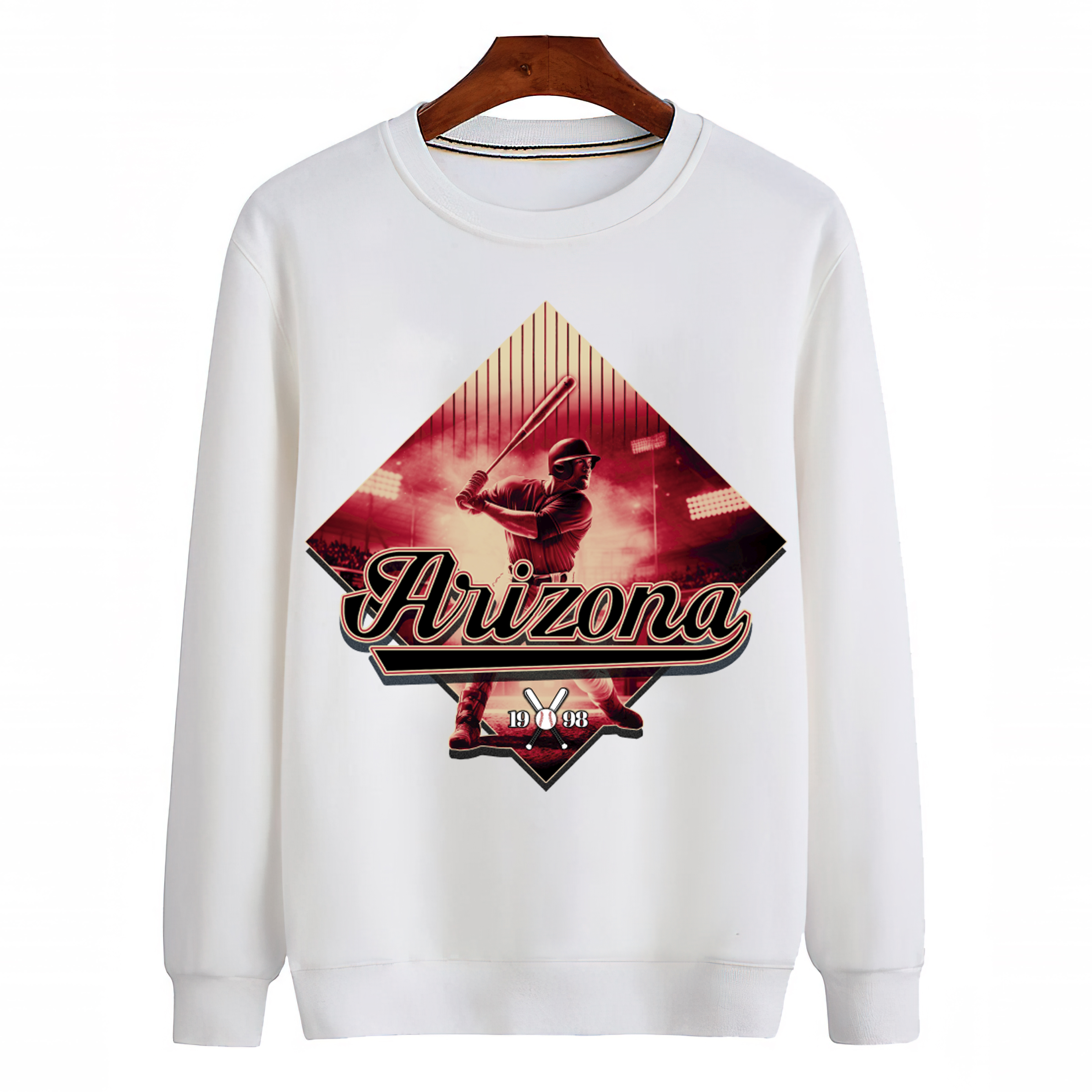 Arizona Baseball - Diamond Design Unisex Sweatshirt-White