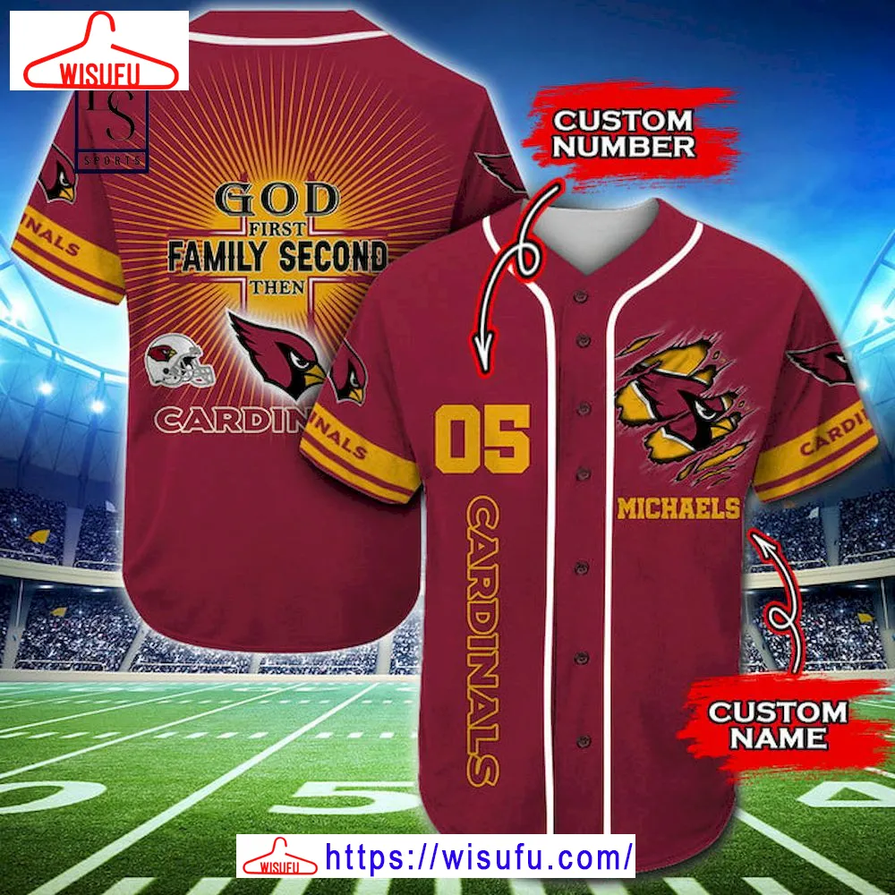 Arizona Cardinals God Family Second Nfl Custom Name Baseball Jersey, New Fashion Gifts