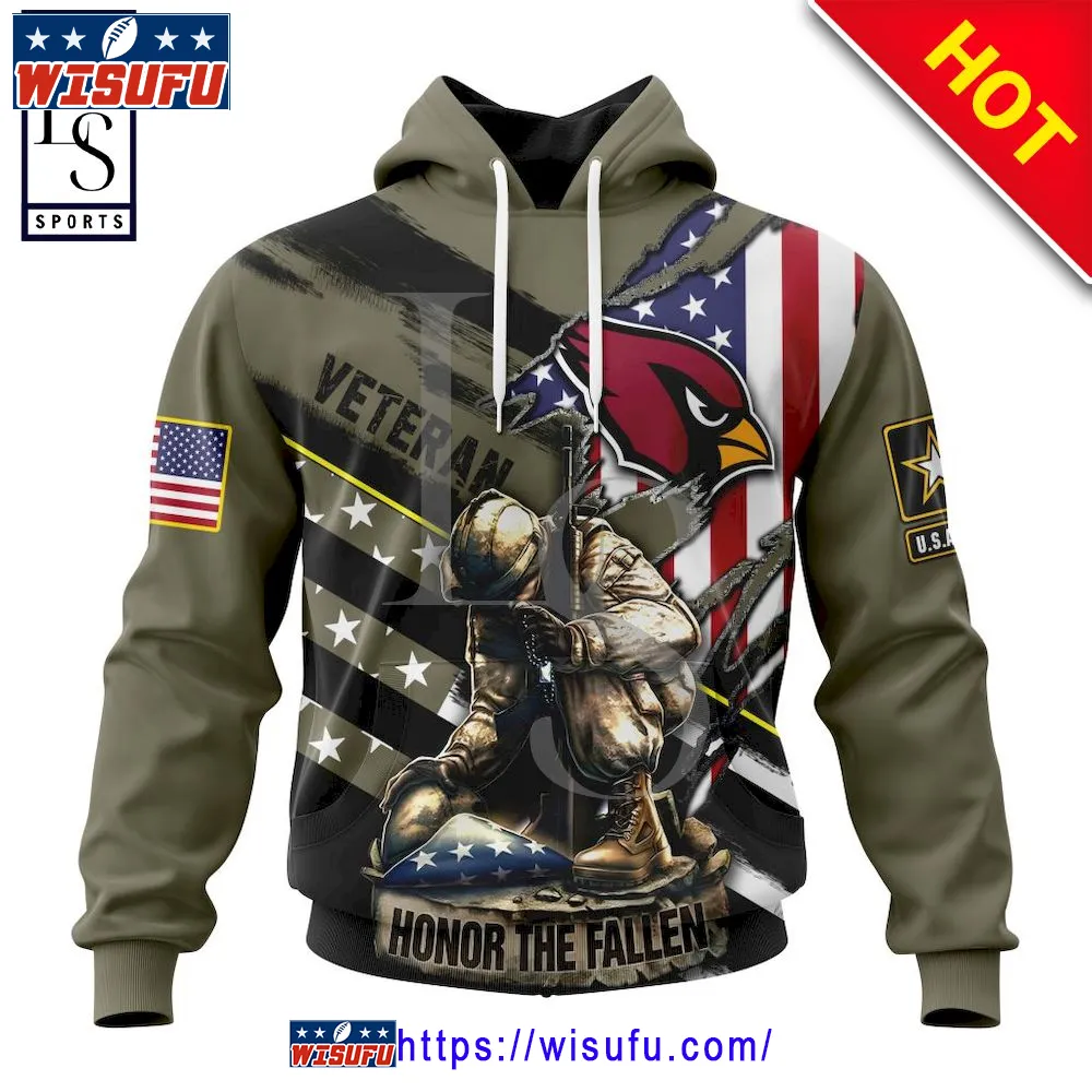 Arizona Cardinals Honor Veterans Soldier NF.L Personalized Hoodie