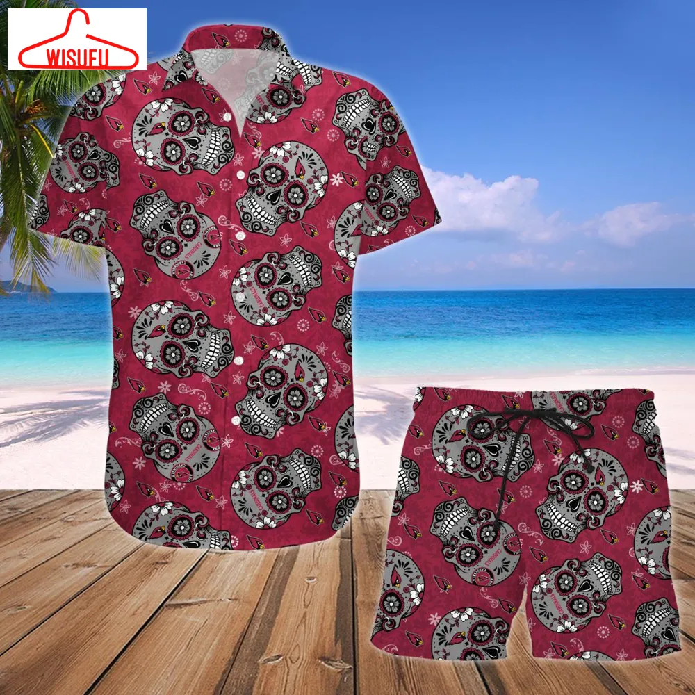 Arizona Cardinals Nfl Skull Hawaiian Shirt And Short, New Fashion Gifts