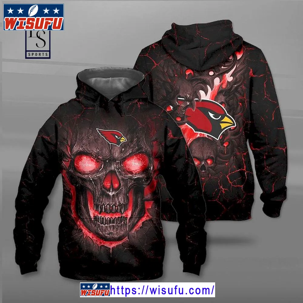 Arizona Cardinals Skull Nightmare Hoodie 3d