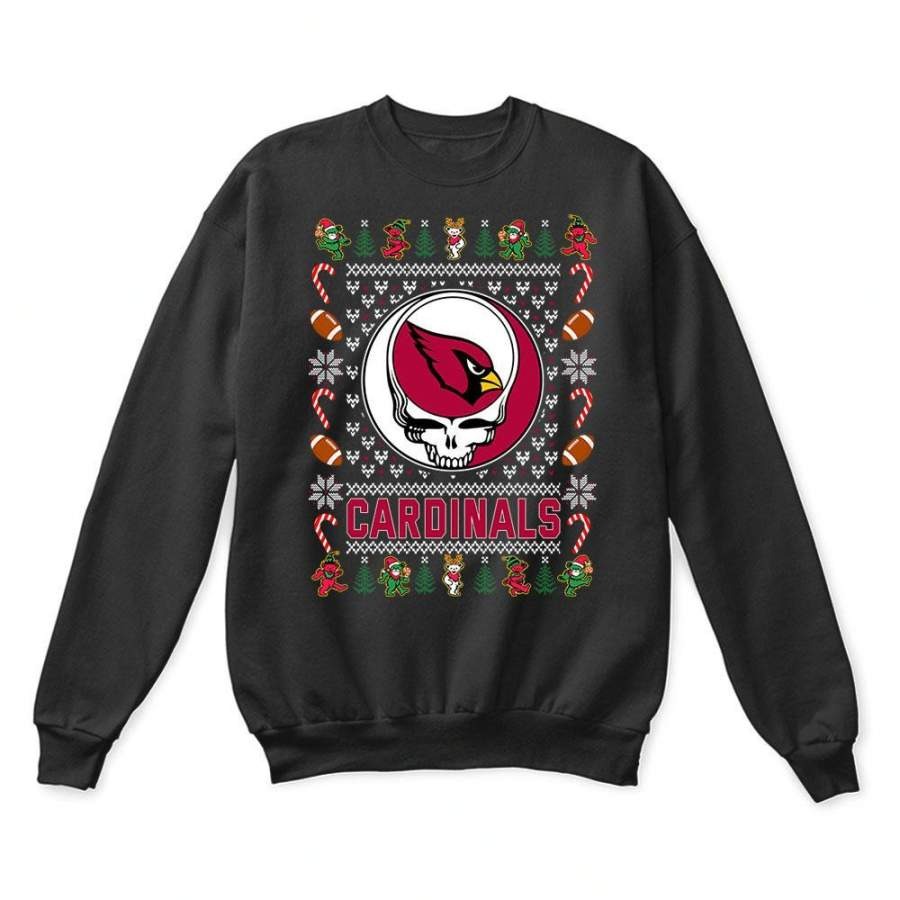 Arizona Cardinals x Grateful Dead Christmas Ugly Sweatshirt-Black