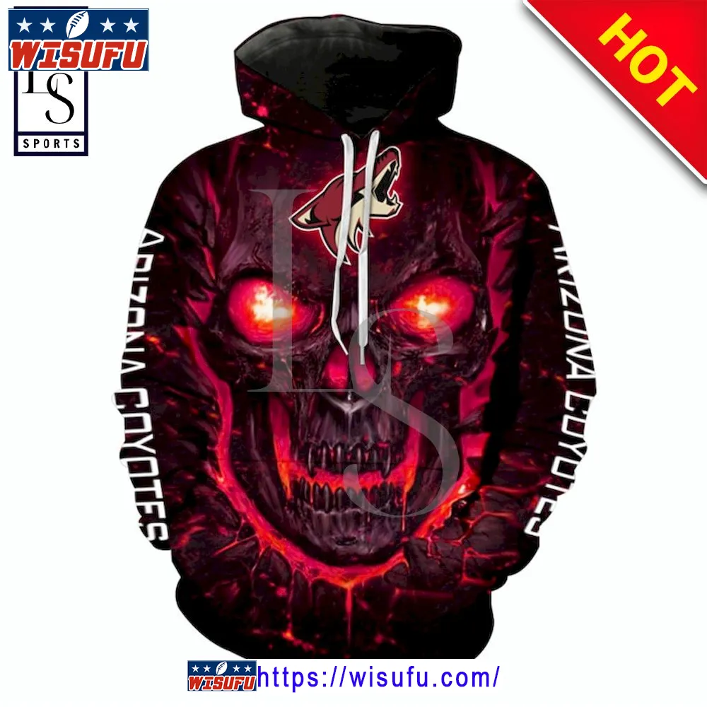 Arizona Coyotes Halloween Skull Devil NH.L Hoodie 3d