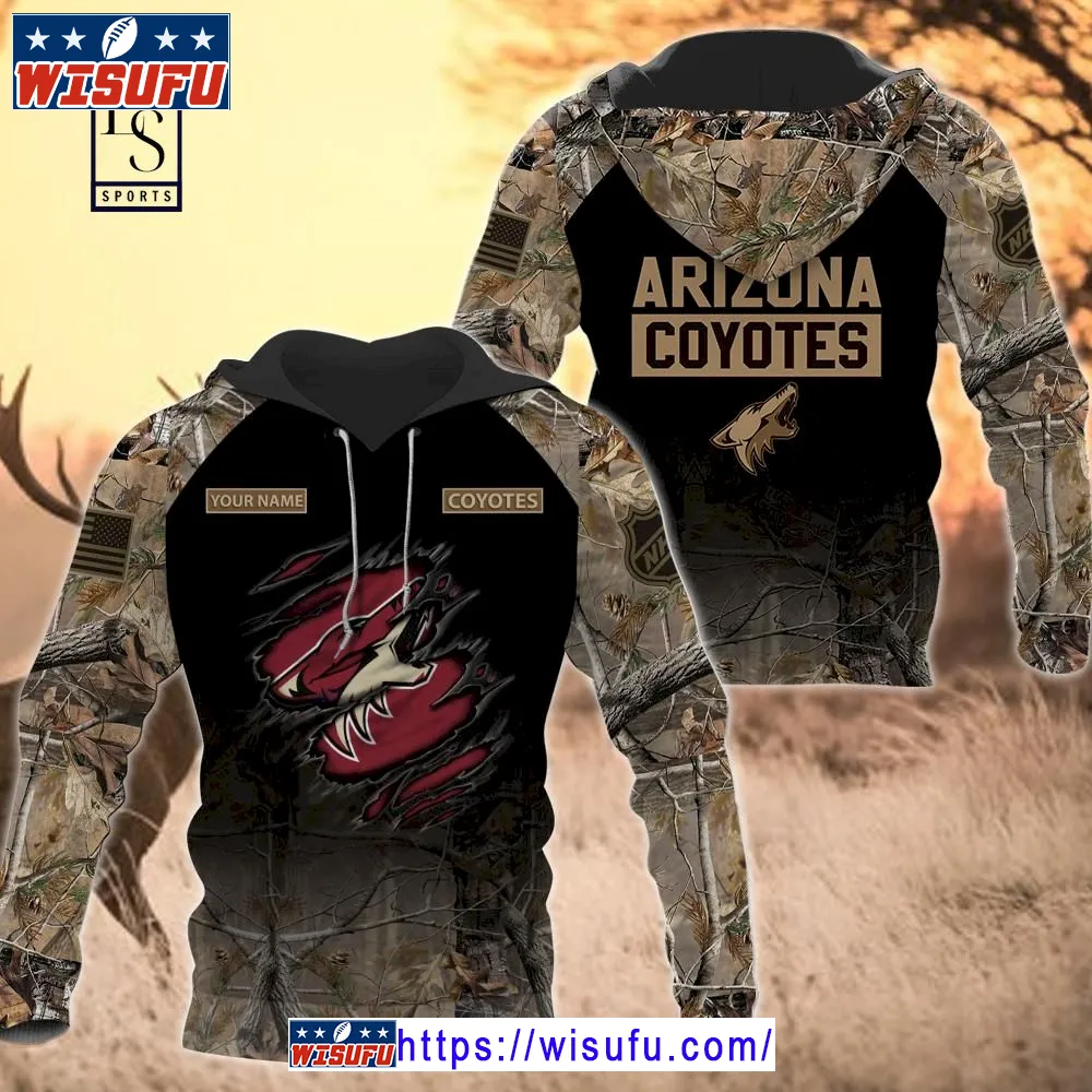 Arizona Coyotes Personalized Hunting Camo Hoodie 3d