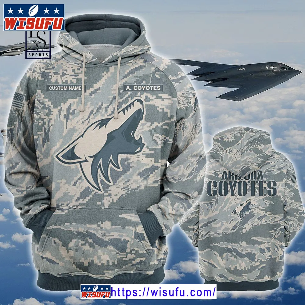 Arizona Coyotes Personalized Us Air Force Camo Hoodie 3d