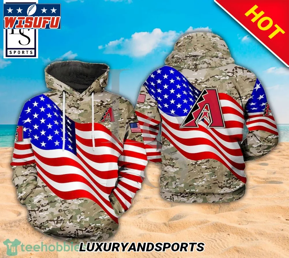 Arizona Diamondbacks ML.B America Flag Camo Veteran Pattern Full Print 3d Hoodie