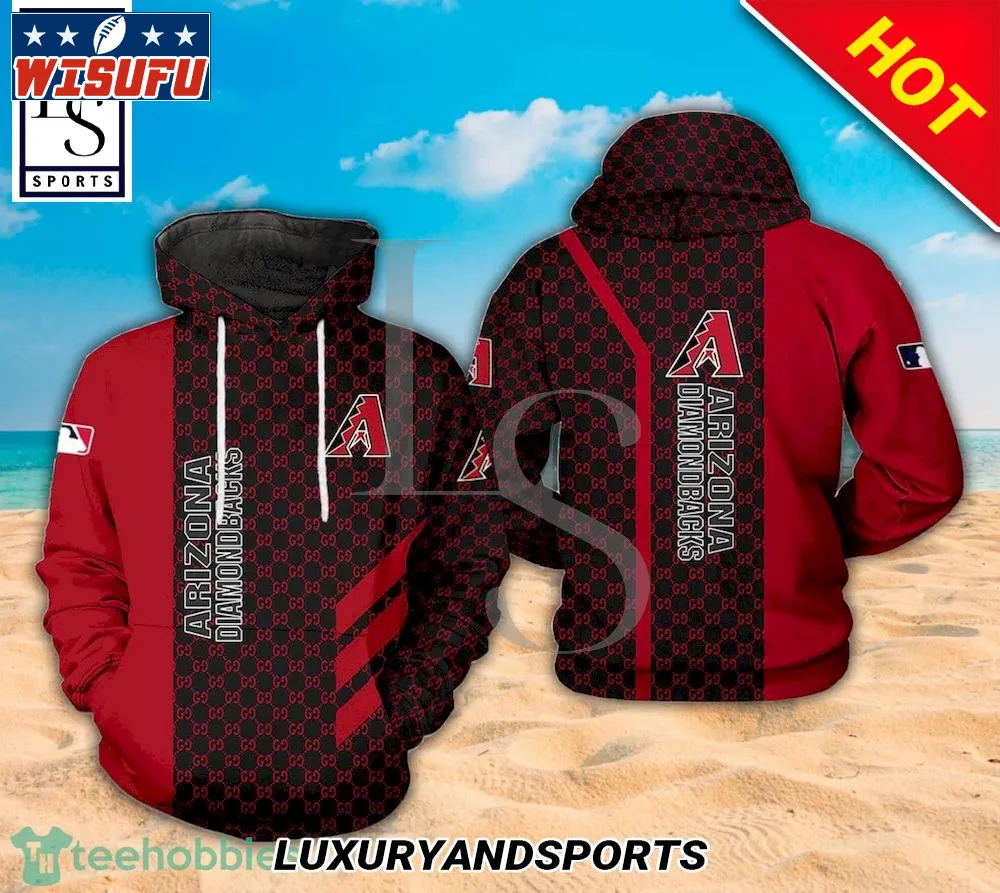 Arizona Diamondbacks ML.B Logo And Net Pattern All Over Print 3d Hoodie