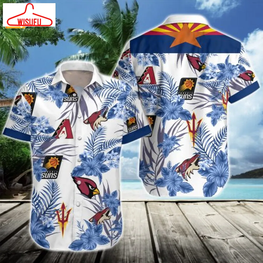 Arizona Sports Team Light Blue Hawaiian Shirt, New Fashion Gifts