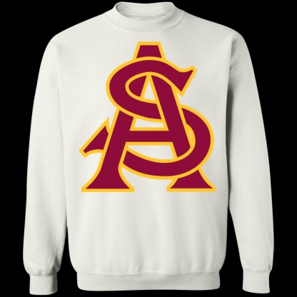 Arizona State Sun Devils Baseball Logo Crewneck  Unisex Sweatshirt-White