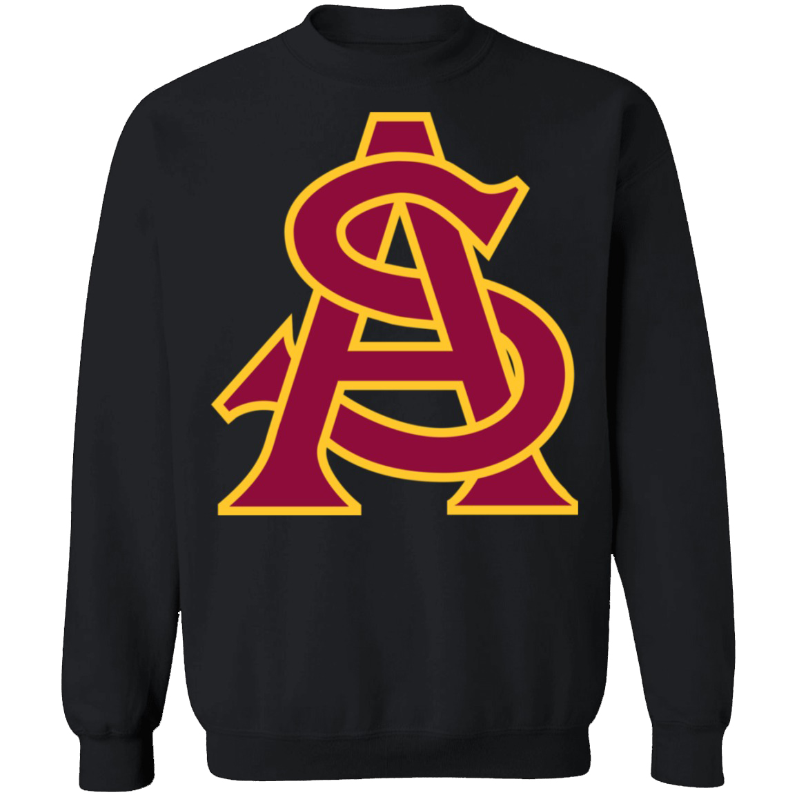 Arizona State Sun Devils Baseball Logo Crewneck Unisex Sweatshirt-Black