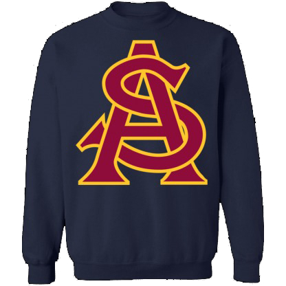 Arizona State Sun Devils Baseball Logo Crewneck Unisex Sweatshirt-Navy