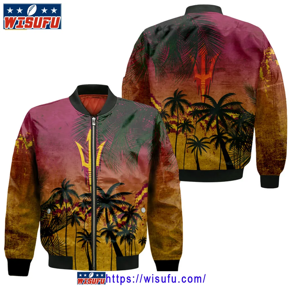 Arizona State Sun Devils Coconut Tree Tropical Grunge Bomber Jacket