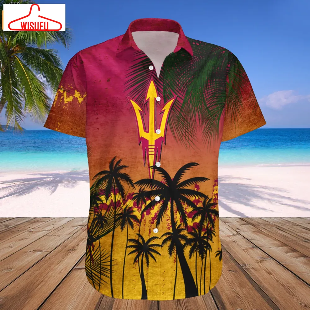 Arizona State Sun Devils Coconut Tree Tropical Grunge Hawaiian Shirt, New Fashion Gifts