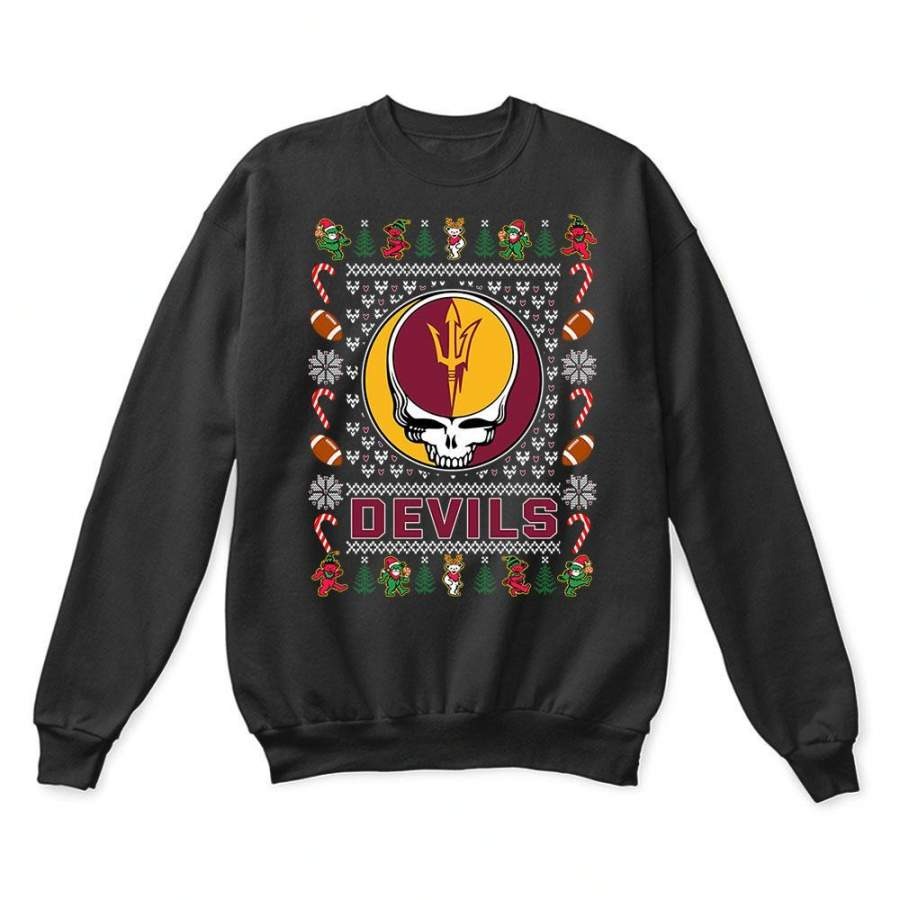 Arizona State Sun Devils x Grateful Dead Christmas Ugly Sweatshirt-Black