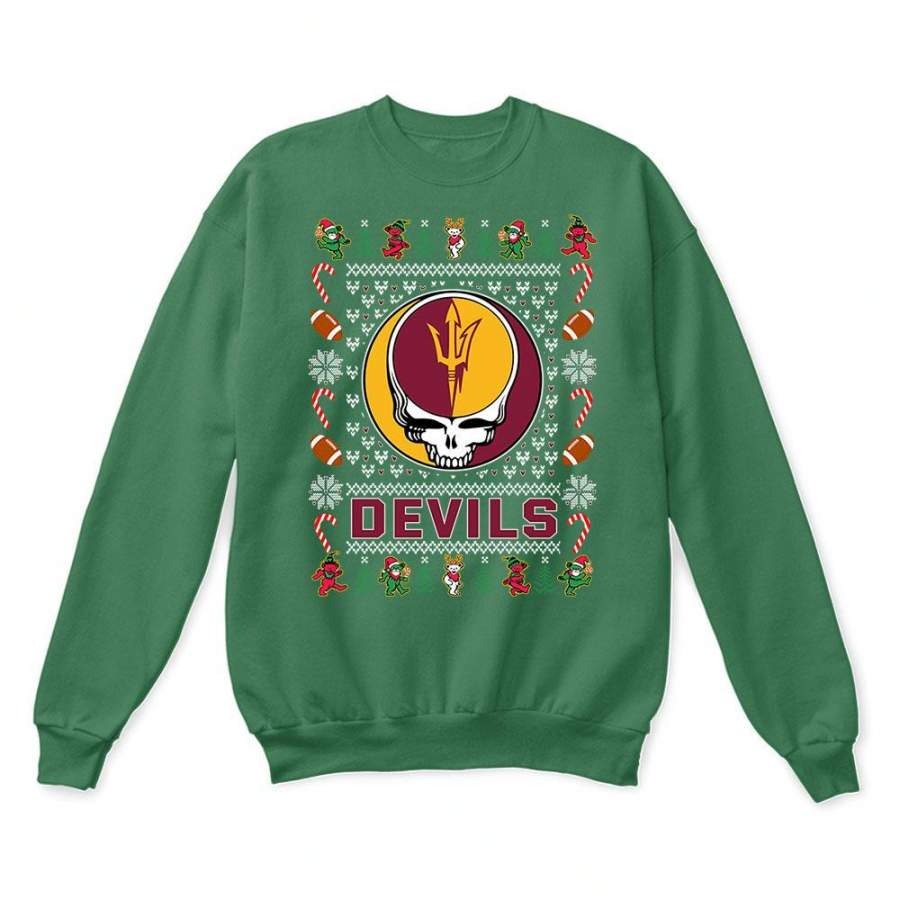 Arizona State Sun Devils x Grateful Dead Christmas Ugly Sweatshirt-Green