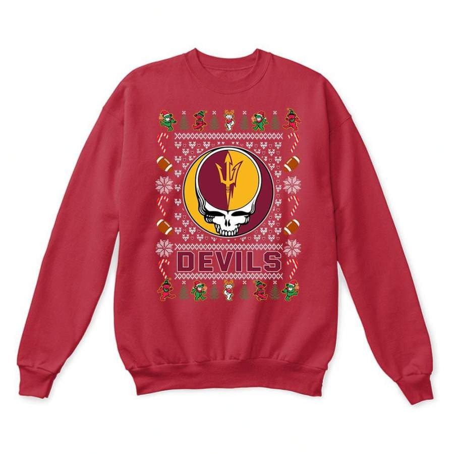 Arizona State Sun Devils x Grateful Dead Christmas Ugly Sweatshirt-Red