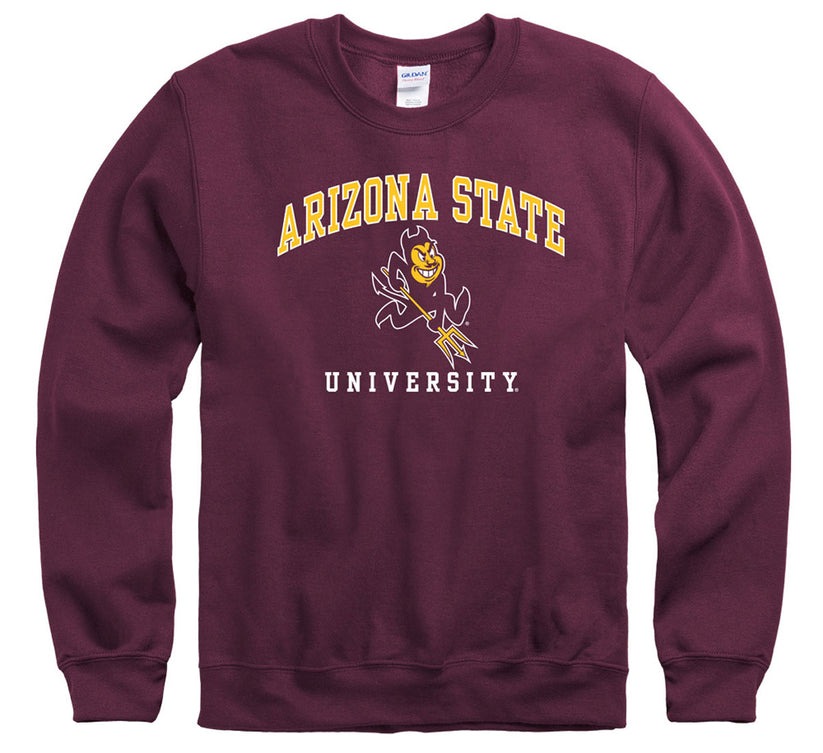 Arizona State University Sun Devils Crew Neck Sweatshirt-Maroon