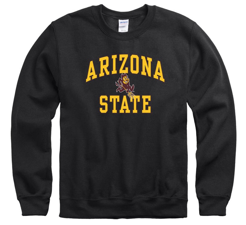 Arizona State arch and Sparky ASU crewneck sweatshirt-Black