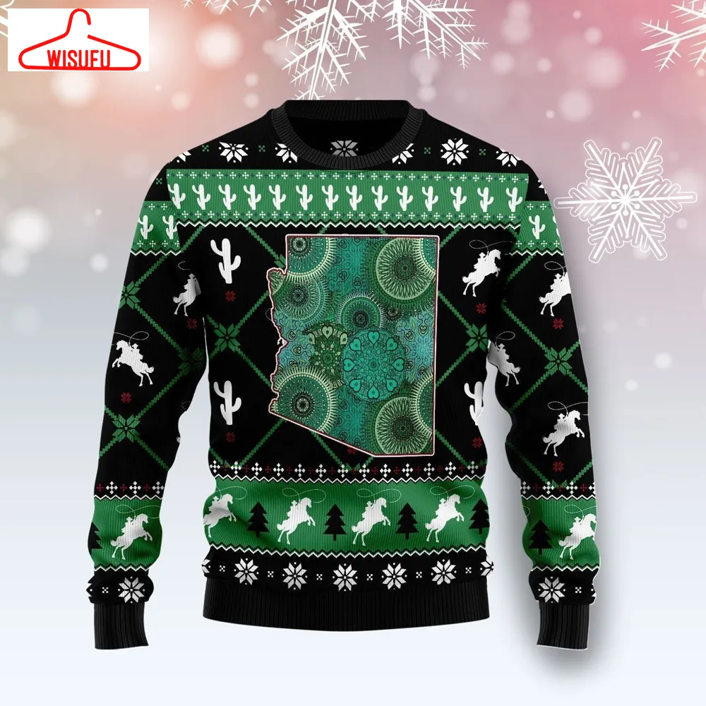 Arizona Usa Symbols Pattern Ugly Christmas Sweater - For Men & Women - Adult - New Winter Fashion Shirt Gift For Family