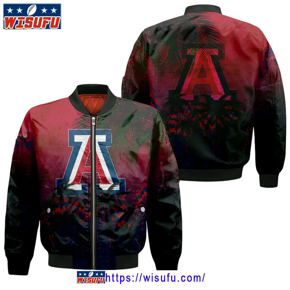 Arizona Wildcats Coconut Tree Tropical Grunge Bomber Jacket