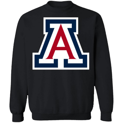 Arizona Wildcats Logo Crewneck Unisex Sweatshirt-Black