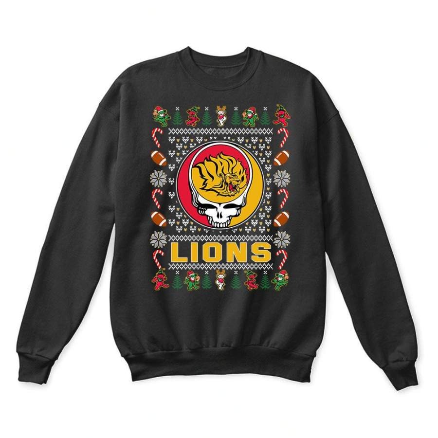 Arkansas Pine Bluff Golden Lions x Grateful Dead Christmas Ugly Sweatshirt-Black