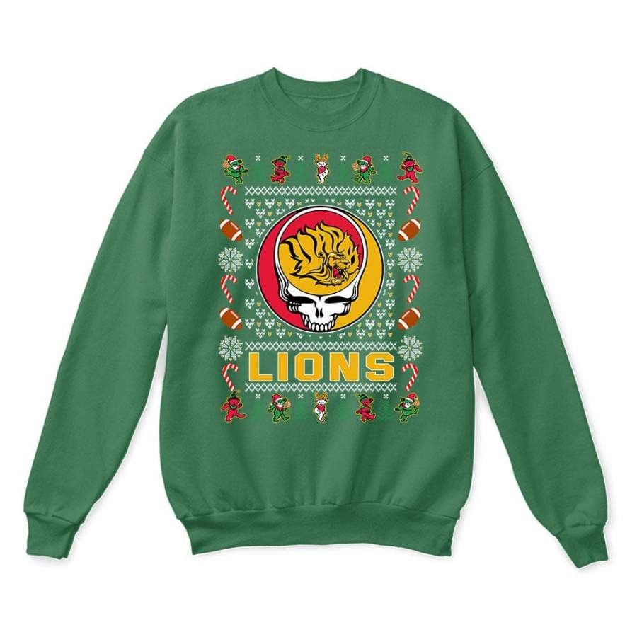 Arkansas Pine Bluff Golden Lions x Grateful Dead Christmas Ugly Sweatshirt-Green