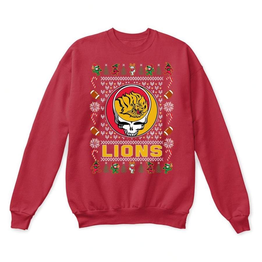 Arkansas Pine Bluff Golden Lions x Grateful Dead Christmas Ugly Sweatshirt-Red