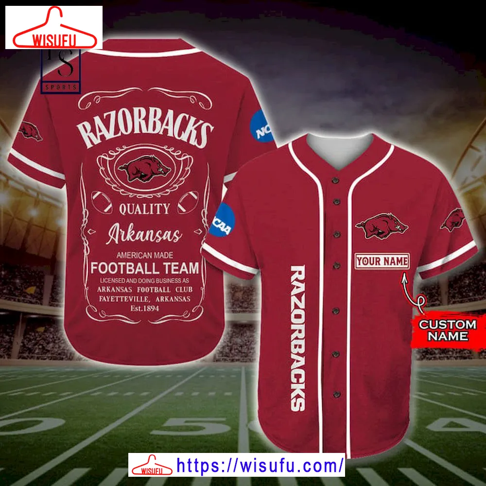 Arkansas Razorbacks Jack Daniel Custom Name Baseball Jersey, New Fashion Gifts