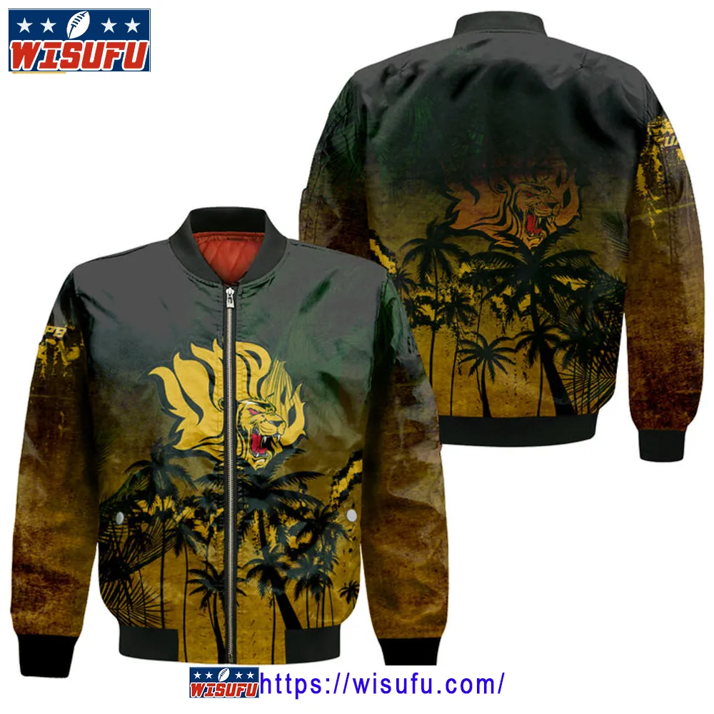 Arkansas.pine Bluff Golden Lions Coconut Tree Tropical Grunge Bomber Jacket