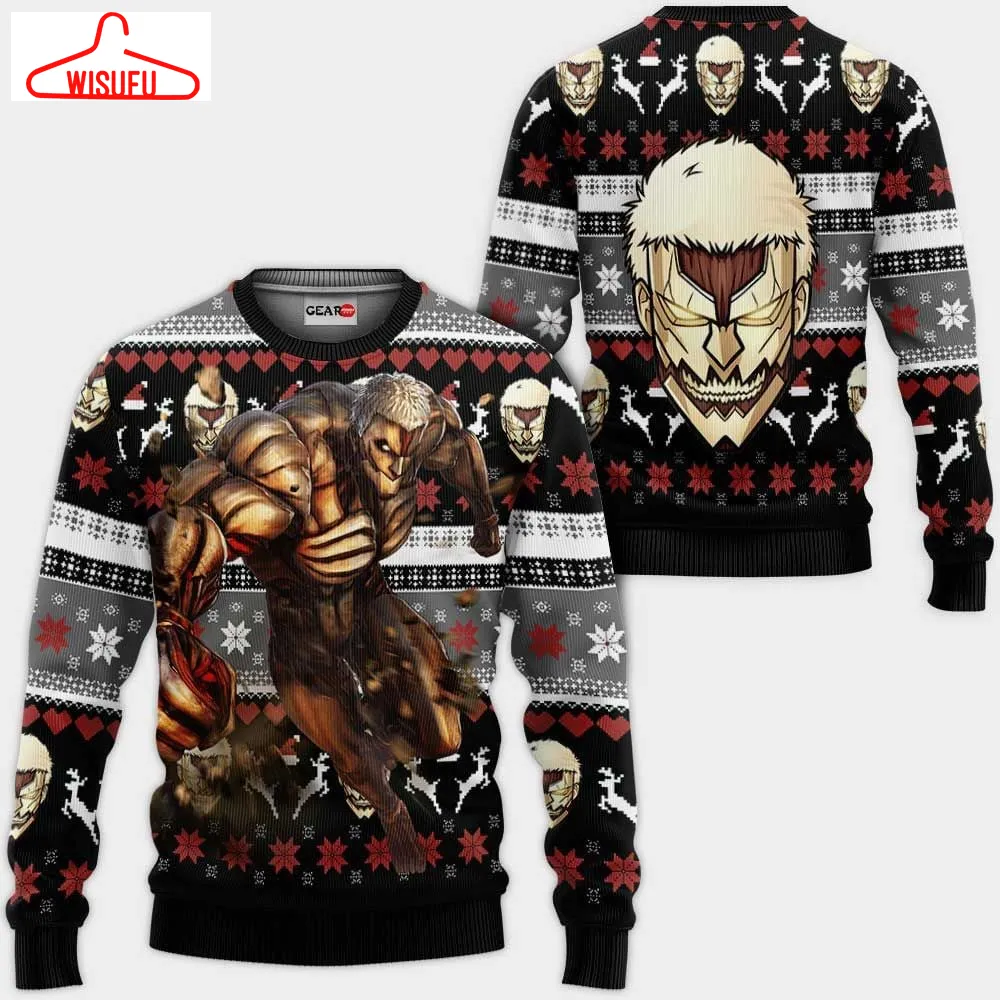 Armored Titan Ugly Christmas Sweater Anime Gifts, Anime Ugly Christmas Sweater Gift For Family