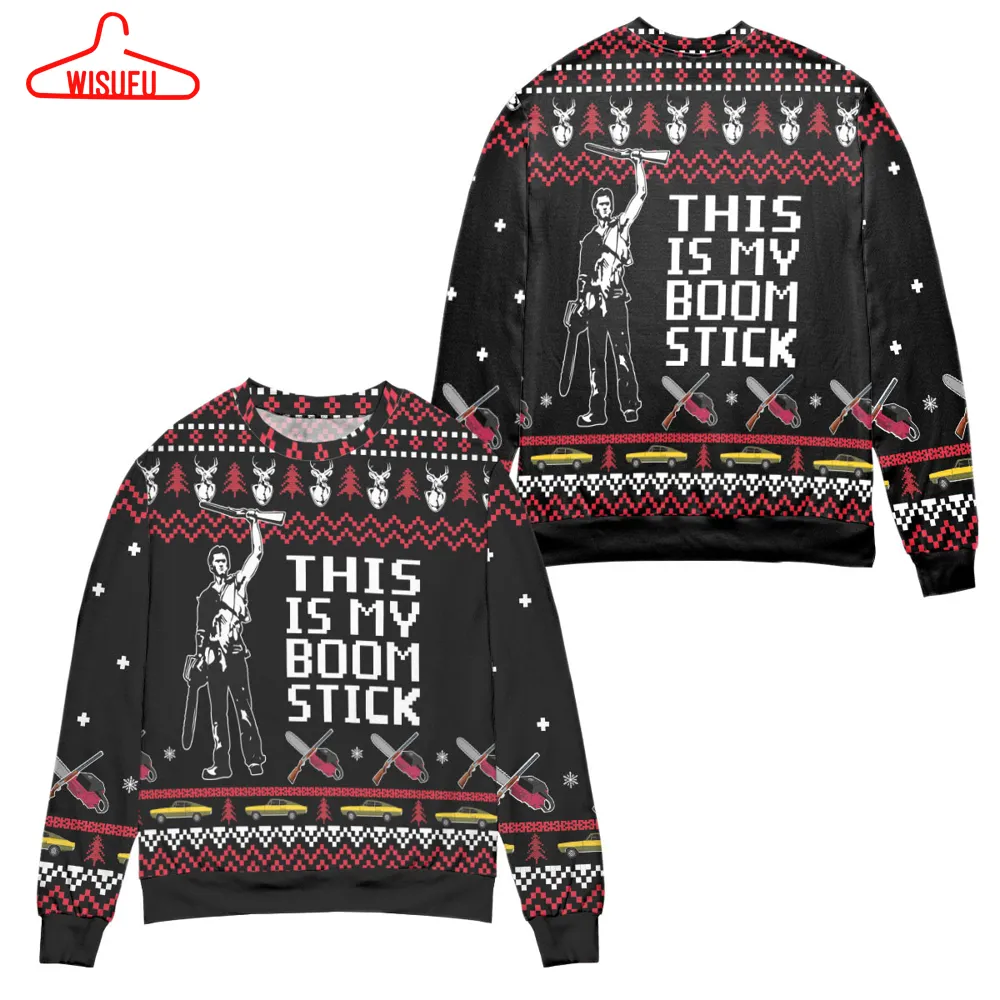 Ash Army Of Darkness This Is My Boomstick Black Ugly Christmas Sweater