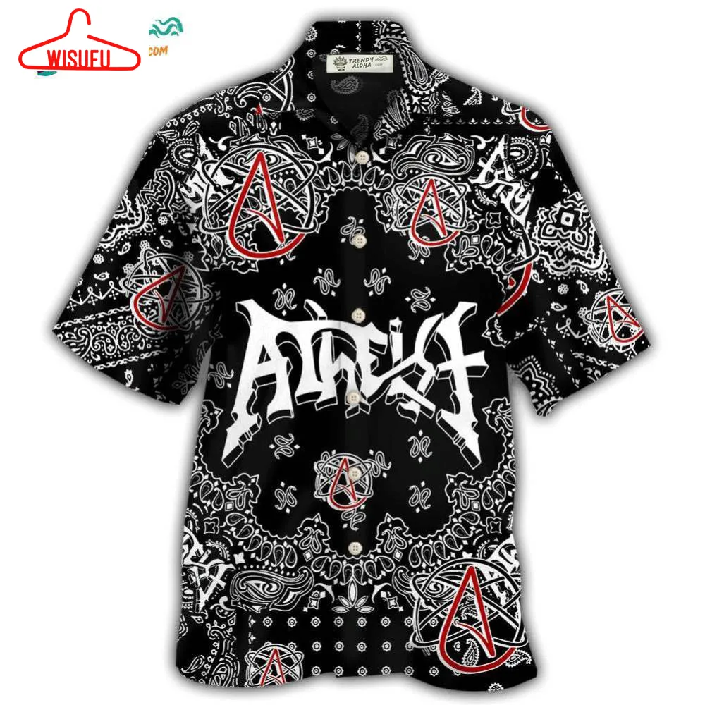 Atheist Black And White Paisley Pattern Hawaiian Shirt- Wisufu Aloha