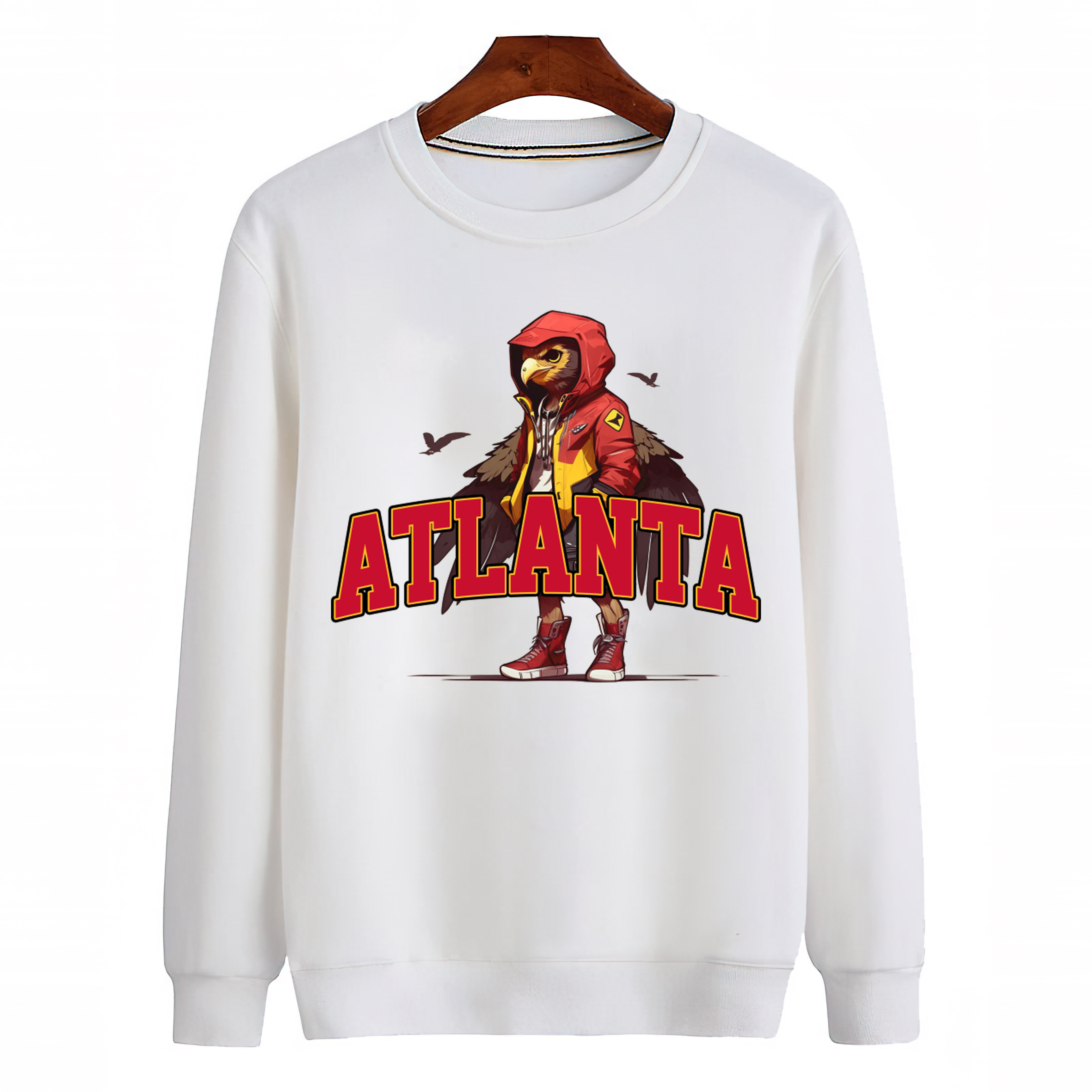 Atlanta Basketball - Hype Beast Mascot Unisex Sweatshirt-White