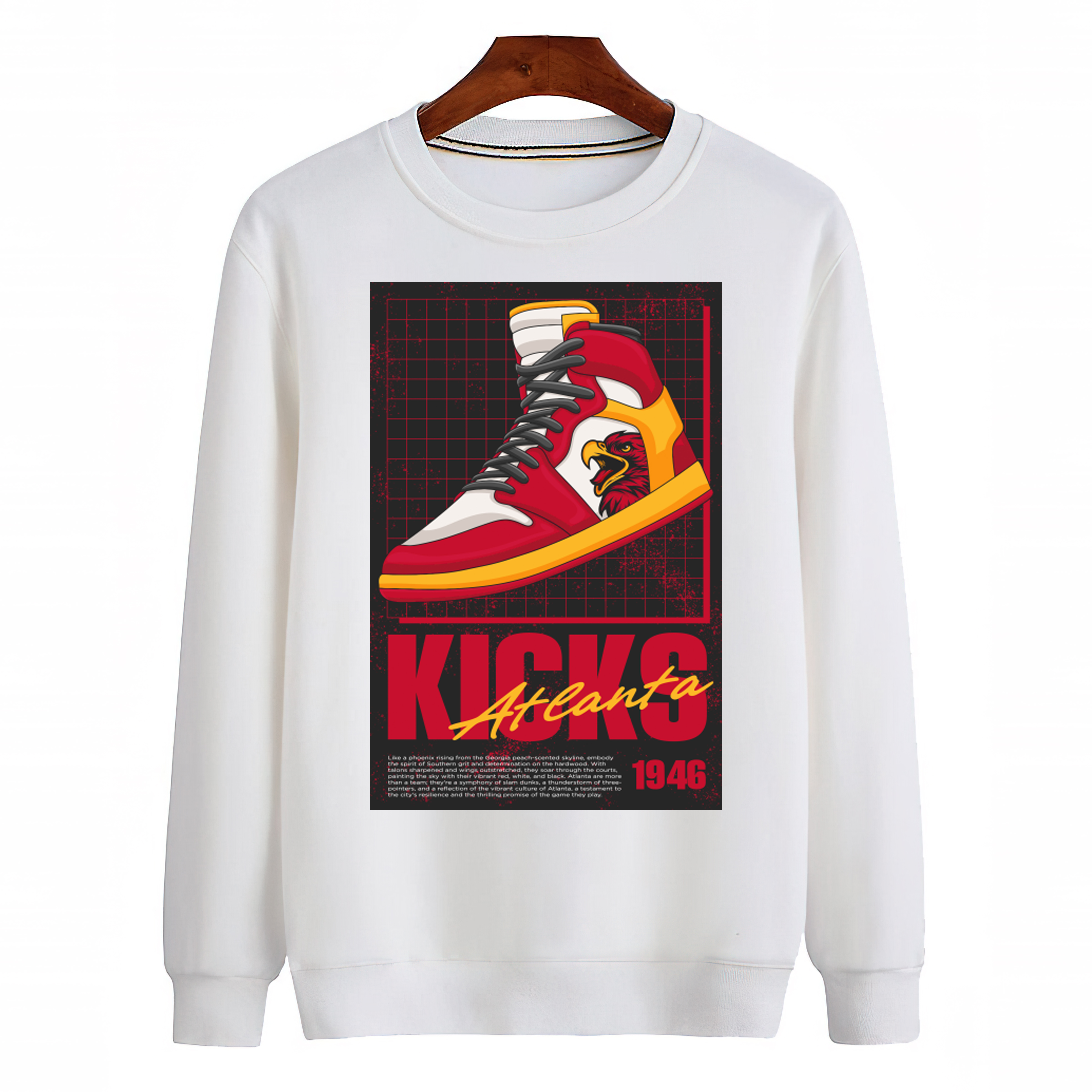 Atlanta Basketball 90s Kicks Unisex Sweatshirt-White