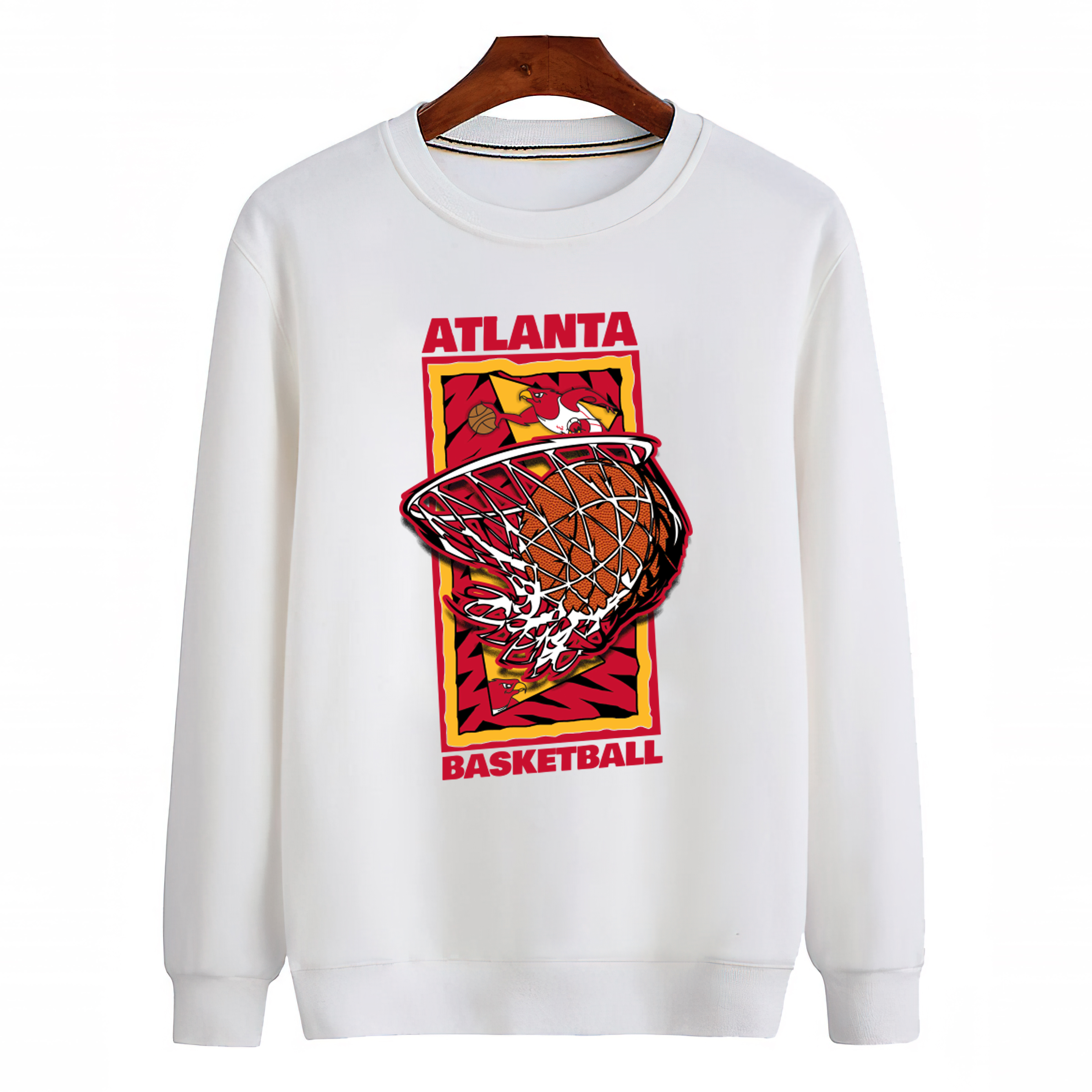 Atlanta Basketball 90s Style Unisex Sweatshirt-White